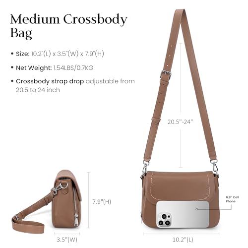 befen Genuine Leather Medium Crossbody Bags for Women Saddle Bag Purse - color: Mocha