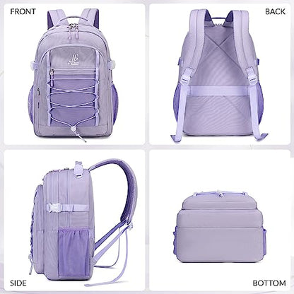 Lanola Basic Multi-Pocket Multipurpose Casual Backpack Water Resistant Bag for Business Travel Hiking Daypack - Dark Blue - color: Dark Blue