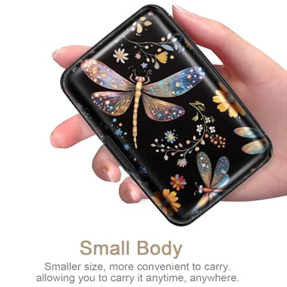 Coco Rossi Credit Card Holder RFID Aluminum Small Mini Wallet Women - color: Dragonflies