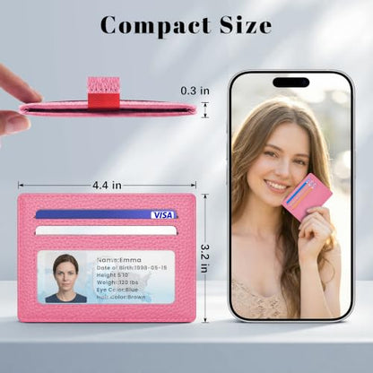 Airkit Small Slim ID Case, Womens Credit Card Holder Wallet, RFID Sleeve - color: Vibrant Pink