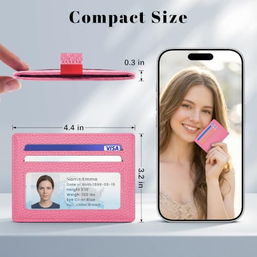 Airkit Small Slim ID Case, Womens Credit Card Holder Wallet, RFID Sleeve - color: Vibrant Pink