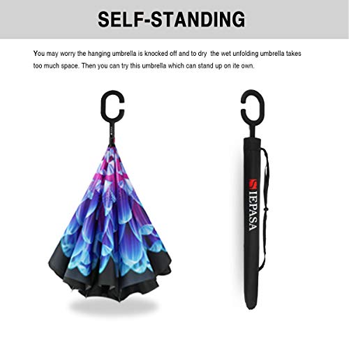 SIEPASA 49/56 Inch Inverted Reverse Upside Down Umbrella, Extra Large Double Canopy Vented Windproof Waterproof Stick Golf Umbrellas with C-shape Handle. - color: Orchid, size: 49 Inch