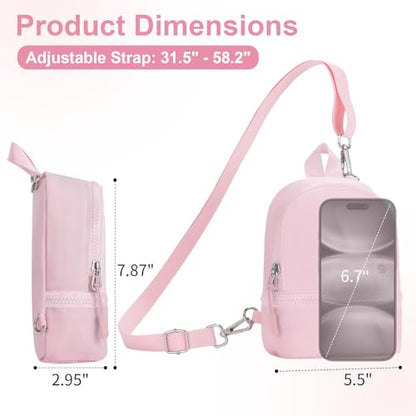 Babysun Mini Backpack Keychain Wristlet Pouch Small Change Coin Purse Cute Zipper Wallet With 3 RFID Card Slots For Women/Men Airpods Cosmetics - color: Pink-L