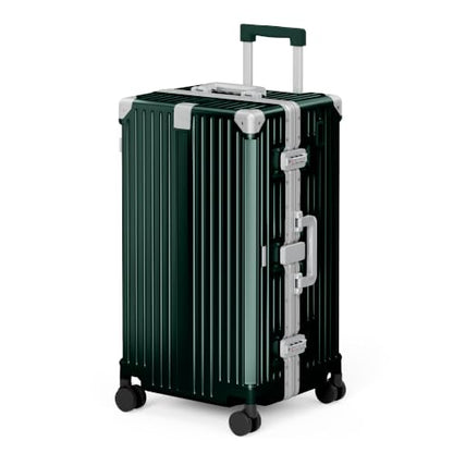 ALPHA CAMP Trunk Luggage 26 Inch with Aluminum Frame Zipperless Suitcase - color: Green, size: 26 Inch