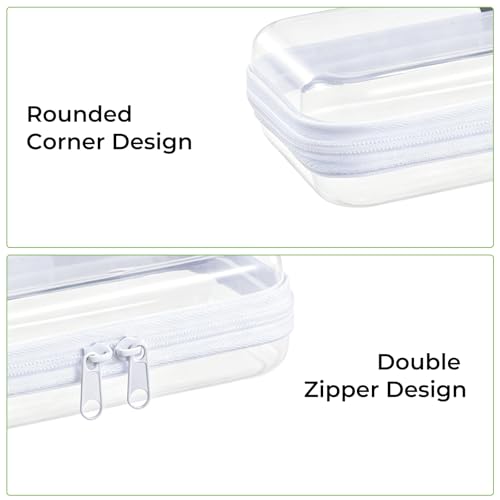 UFORU 6 PCS Clear Hard Shell Zipper Case, Diaper Bag Organizer Pouches | 6L, Large Capacity, Water-Resistant & Dust-Proof Protection, Smooth Dual Zippers, Space-Saving Organization, Clear Visibility - size: 6L