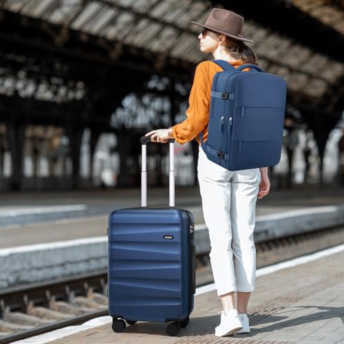 UKEIN Luggage Set with Backpack,Hardshell Carry On Luggage Airline Approved - color: Blue
