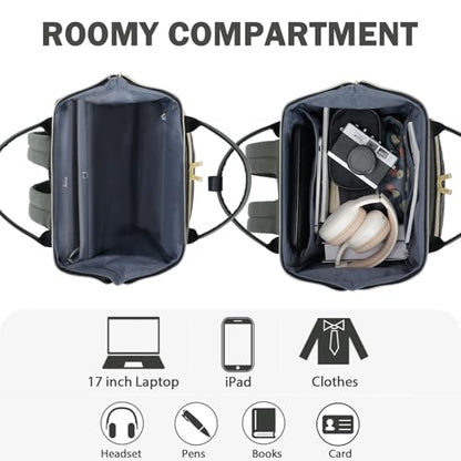 EMPSIGN 17 Inch Laptop Backpack for Women, Black-Army Green - color: Black/Army Green