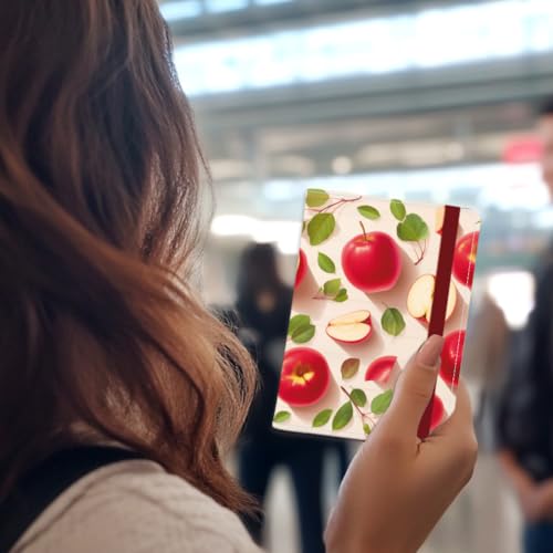 Passport Holder with Fruit Apple Design Unique PU Leather Travel Wallet Fun and Cheerful Passport Cover for All 5.9 x 4.3 Inches - color: Apple