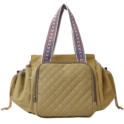 Travel Duffel Bag Weekender Bags for Women, Expandable Tote Handbag Diaper Bag Backpack Shoulder Bag for Car Work Daily - color: Khaki
