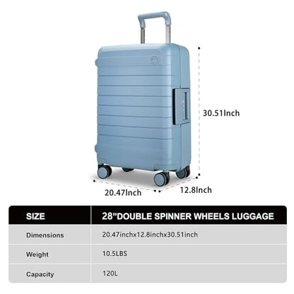 Luggage Sets 2 Piece, 20/28 Inch Hardside Zipperless Durable Suitcases with Spinner Wheels & TSA Lock, Blue - color: Blue