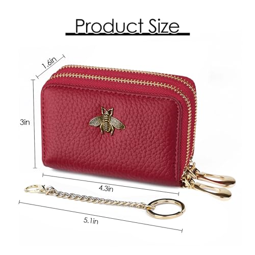 imeetu RFID Credit Card Holder, Small Card Wallet Women, Leather Card Case - color: Max - Red, size: Max