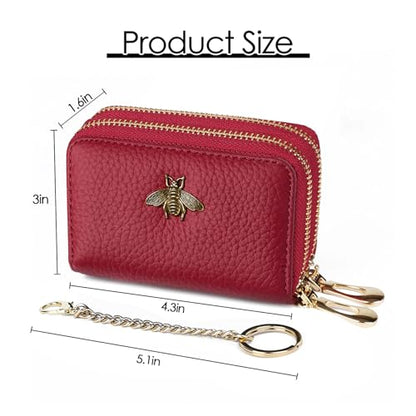 imeetu RFID Credit Card Holder, Small Card Wallet Women, Leather Card Case - color: Max - Red, size: Max