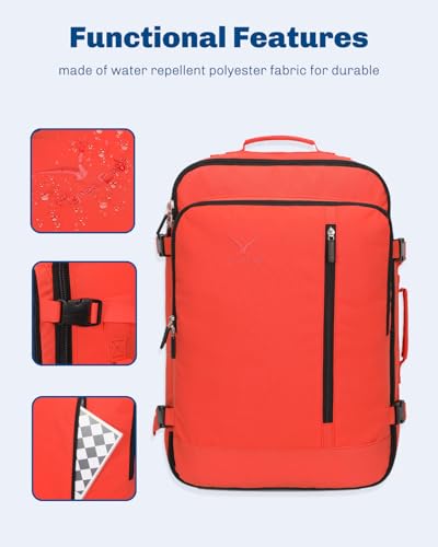 Hynes Eagle 38L Flight Approved Backpack Carry On Travel Bag for Men Women - color: Orange