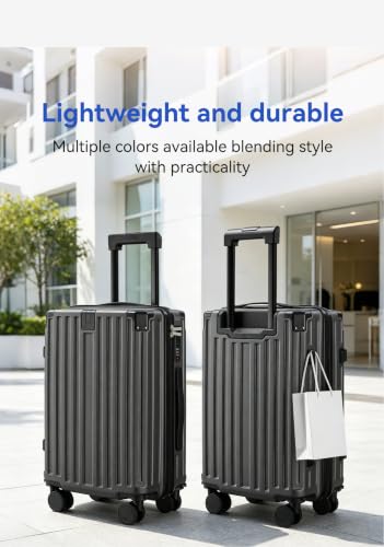 3-Piece ABS Spinner Luggage Set, 20/24/28 Inch Hard Shell Suitcases with Universal, Natural Graphite - color: B ++ Natural Graphite