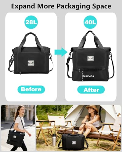 Foldable Travel Bag,Travel Duffle Bag,Foldable Duffle Bag for Travel - color: Black