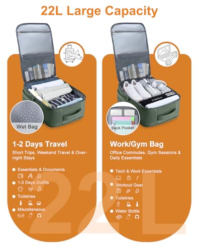 Capolo Travel Laptop Backpack Women Men Personal Item Weekender Travel Bag - color: Green, size: Small