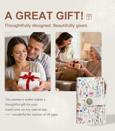 Flowers Wallet Women RFID, Passport Holder, Credit Card Holder - color: Colorful Flowers