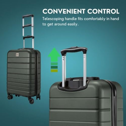 Skyway Epic 2.0 Hardside Lightweight and Durable ABS Shell Luggage, Spacious with 8-Wheel Spinners, Comfort Grip with Telescoping Handle, Men and Women, Thyme, 2-Piece Set (20,28) - color: Thyme, size: 2-Piece Set (20, 28)