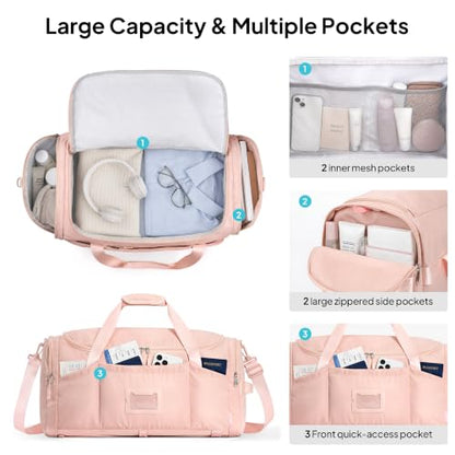 TOPEAST Foldable Duffle Bag for Travel, Large Travel Duffel Bags for Women - color: Pink