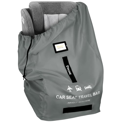 BALEINE Car Seat Travel Bag for Airplane, Water-Resistant Car Seat Bags for Air Travel, Foldable Cover with 3 Handles, Fits Toddler Carseat, Convertible and Booster Seats (Gray) - color: Gray