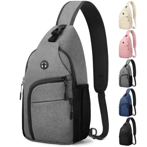 Pritent Crossbody Bags for Women Men Sling Bag Backpack Shoulder Bag - color: Light Grey, size: Medium