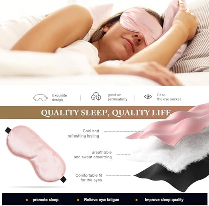 Sleep Mask Silk Eye Mask for Sleeping, Super Soft Blackout Eye Mask for Women Men, Side Sleeper Covers for Sleeping with Adjustable Straps, Travel Sleep Mask, 3 Pack（Black-green-navy）8.86*4.92 inches - color: Black-green-navy