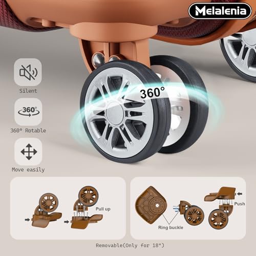 Melalenia Luggage Sets 7 Piece Hard Shell Carry on Suitcase with Spinner Wheels and TSA Lock, Lightweight Travel Duffel Bag for Women, Men, Red Brown - color: Red Brown, size: 7 Piece Set(DB/TB)