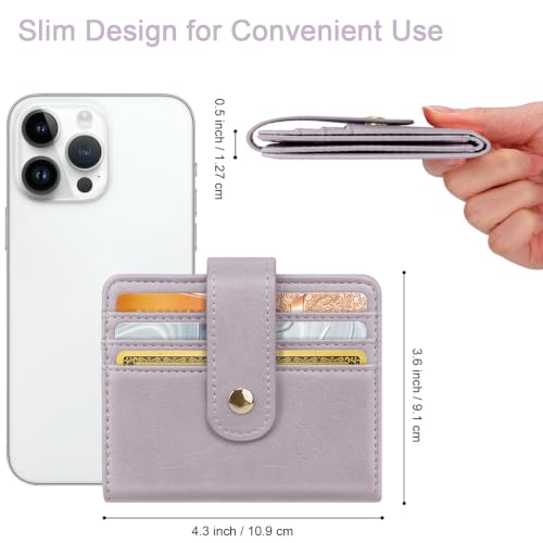Small Wallets for Women Slim Minimalist Bifold Credit Card Holder - color: A Purple
