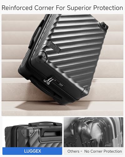 LUGGEX 21 Inch Carry On Luggage with Spinner Wheels, Charcoal Metallic - color: Charcoal Metallic, size: Carry-On 21-Inch