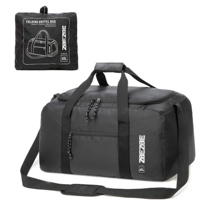 Foldable Travel Duffel Bag 65L, Large Capacity Bag for Trips - color: black, size: 65L