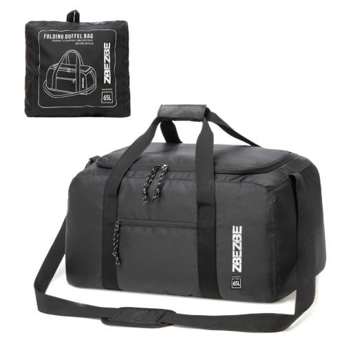 Foldable Travel Duffel Bag 65L, Large Capacity Bag for Trips - color: black, size: 65L