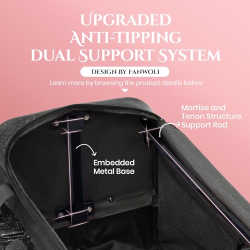 Fanwoli 23" Rolling Dance Bag with Garment Rack, 4-Wheel Competition Duffel - color: Sparkling Black