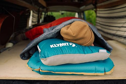 Klymit Drift Base Camp Pillow | Lightweight and Versatile Travel Pillow with a Memory Foam and Gel Fiber Core | Blue