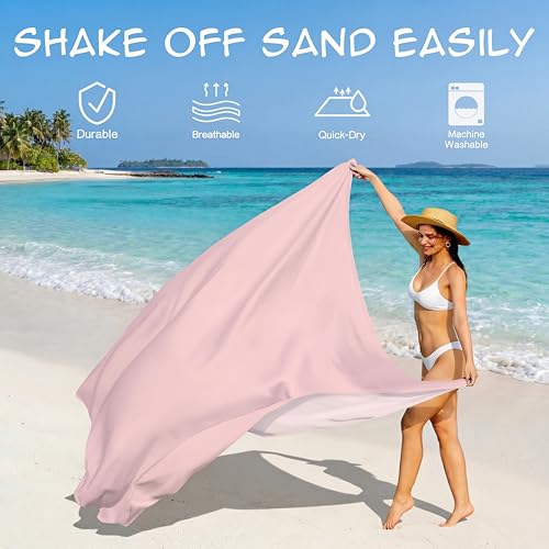 Aroveea Beach Blanket Waterproof Sandproof 78''X81''/10'X9' Oversized Mat - color: 핑크, size: 9'x10'