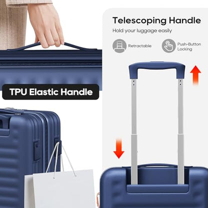 Joyway Expandable Carry On Luggage Sets with Front Pocket, Blue - color: Blue, size: 3 Piece Sets (20/DB/TB)