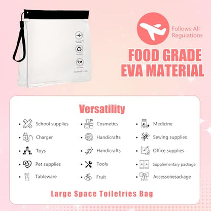 Reusable Quart Size TSA-Approved Toiletry Bag with Gusseted Bottom, Clear Makeup Cosmetic Bag Organizer, 4-Pack of 16 mil Quart Size Travel Bag for Toiletries, Carry-on Travel Accessories Essentials