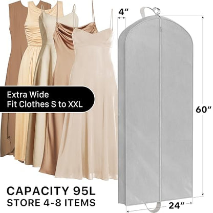 Simple Houseware 60" Travel Garment Bag, 4" Gusset Lightweight, Gray 3 Pack - size: 60-Inch, 3-Pack, Gray