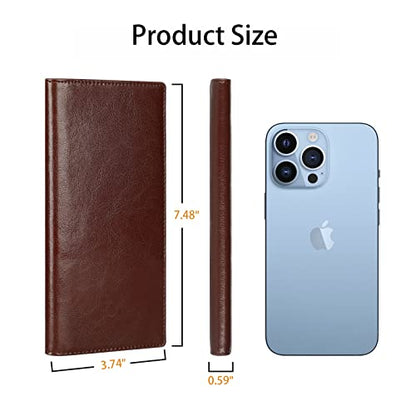 Lavemi Ultra Slim Thin Leather Women Wallet RFID Blocking Credit Card Holder Bifold Long Ladies Billfold - color: 1-waxed Coffee