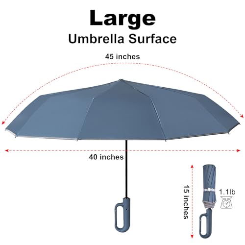 TradMall Travel Umbrella Windproof with Reflective Stripe - color: Blue