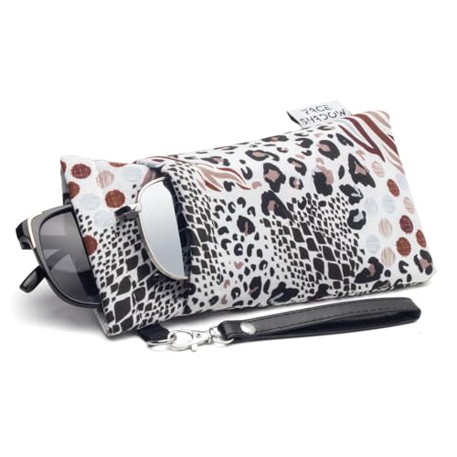 Face Shadow Double Glasses Case Soft Eyeglass Case For Women Men - color: Leopard White