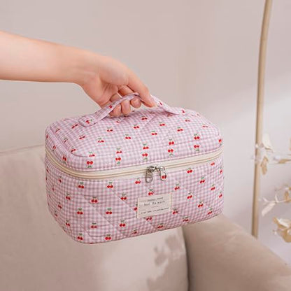 uekeboag Large Travel Quilted Makeup Bag for Women - color: 1Pc Checker Cherry