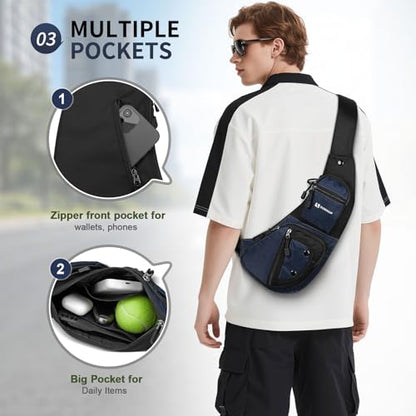 Sling Backpacks for Men Women Crossbody Bags, Dark Blue - color: Dark Blue