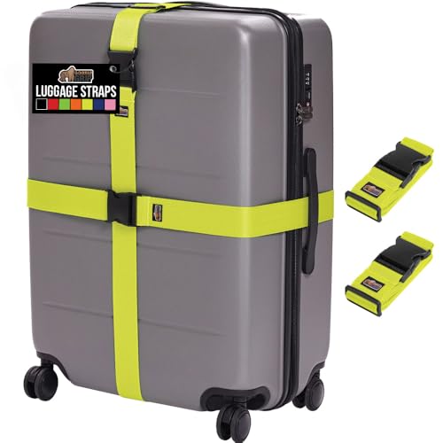 GORILLA GRIP Heavy Duty Luggage Straps for Suitcase, 2 Pack, Yellow - color: Yellow