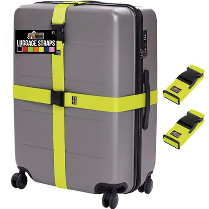 GORILLA GRIP Heavy Duty Luggage Straps for Suitcase, 2 Pack, Yellow - color: Yellow