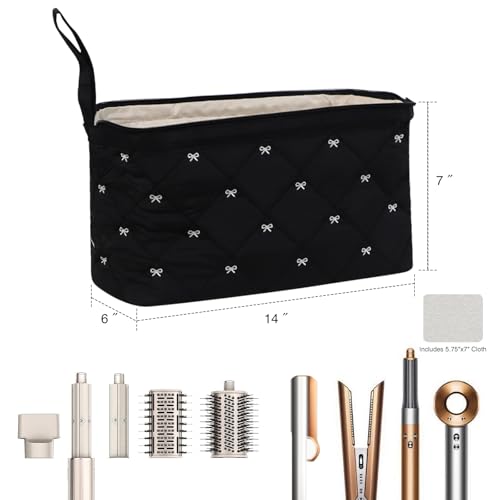 Stratalife Quilted Hair Tools Travel Bag with Polishing Cloth, Black Bow - color: Black Bow
