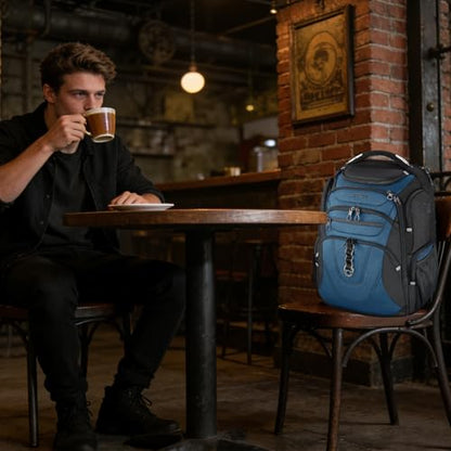 KROSER Travel Laptop Backpack 18.4 Inch XXXL Computer Backpack for Men - color: Black/Haze Blue, size: 18.4 inch