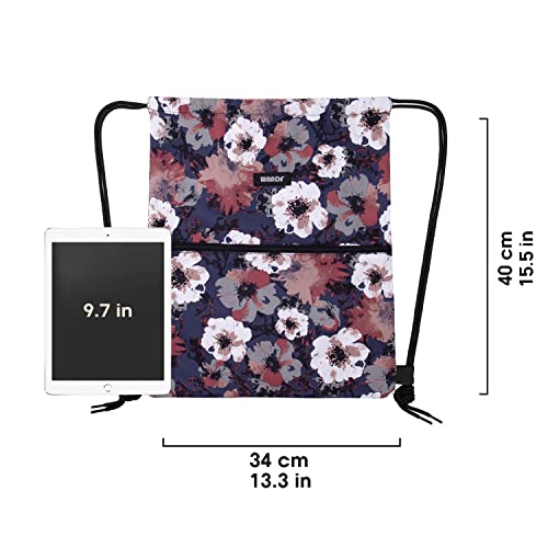 WANDF Drawstring Backpack, Gym Sackpack for Sports (Blue Flower) - color: Blue Flower