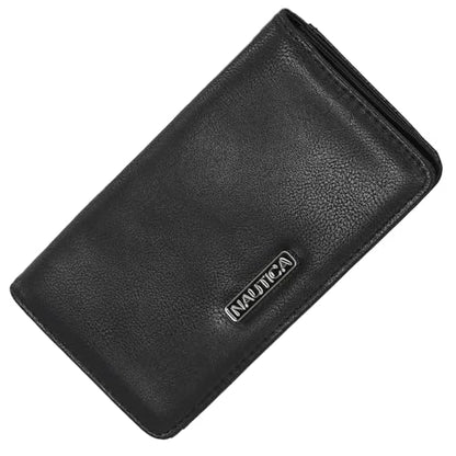Nautica Seaside Slim Womens Wallet RFID Blocking Credit Card Holder, Coin Purse, Checkbook Organizer Clutch, Small Vegan Leather Wallet for Travel, Black - color: Black