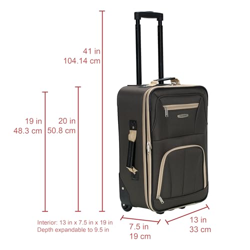 Rockland Fashion Softside Upright Luggage Set,'Expandable,Lightweight,Telescopic Handle,Wheel, Brown, 2-Piece (14/19) - color: Brown, size: 2 Piece (19"/14" Tote)