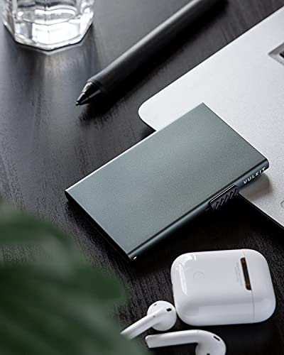 VULKIT 미니멀리스트 신용 카드 홀더 팝업 카드 케이스 RFID 보호 슬림 메탈 지갑 카드 홀더 지갑, 스페이스 그레이., 미니멀리스트 - color: 스페이스 그레이.